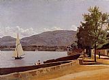 Jean-baptiste-camille Corot Canvas Paintings - The Quai des Paquis in Geneva